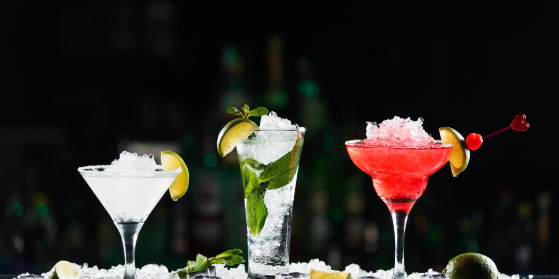 cocktails in a bar at night