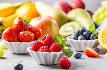 fruits in white cups