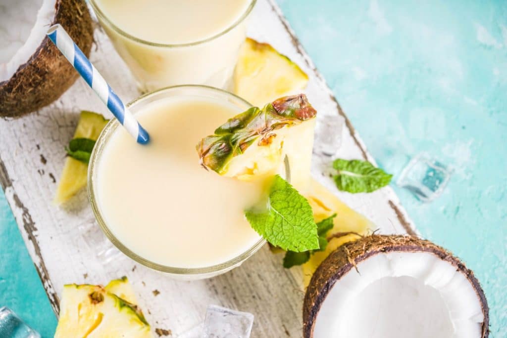 pina colada smoothie in glass