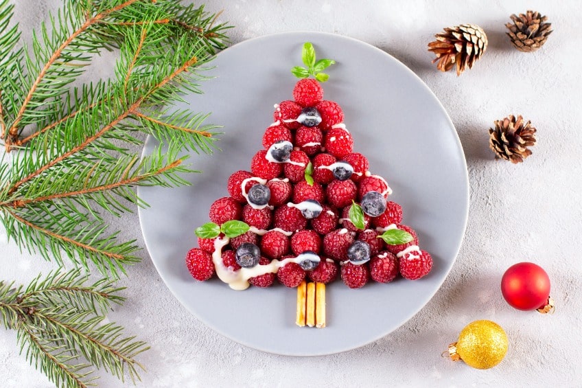 mixed berries shaped as a tree